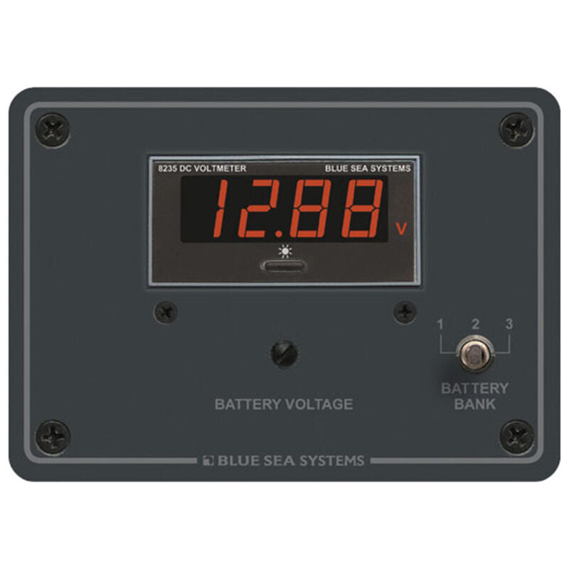 BLUE SEA SYSTEMS DC Digital Voltmeter Panel and Back Panel , 7 to 60V DC